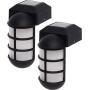 GreenLighting 2 Pack Marina Solar Post Cap Lights - Metal Side Mount Dock Light for 4x4 Wood Posts (Black)