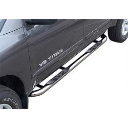 MaxMate Compatible with 2004-2015, 2017-2021 Nissan Titan Crew Cab; 2016-2021 Titan XD Crew Cab Stainless Steel 3'' Side Step Rails Nerf Bars Running Boards