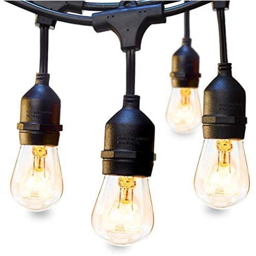 48 FT ADDLON Outdoor String Lights Commercial Grade Weatherproof Strand Edison Vintage Bulbs 15 Hanging Sockets, UL Listed Heavy-Duty Decorative Cafe Patio Lights for Bistro Garden