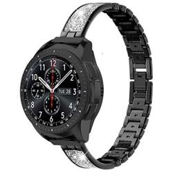 TOYOUTHS Stylish Strap Compatible with Samsung Galaxy Watch 42mm Bands Women Replacement Slim Wristband for Galaxy Active 2 40mm 44mm/Gear S2 Classic/Gear Sport Stainless Steel Metal+Leather