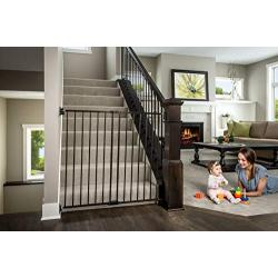 Regalo 2-in-1 Extra Tall Easy Swing Stairway and Hallway Walk Through Baby Gate, Black