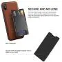ZOVER iPhone Xs Max Magnetic Case with Detachable Card Holder Support Wireless Charging Car Mount Credit Cards Slot Genuine Leather Case Adhere to Anywhere Reusable Rectangular Metal Plates Dark Brown