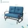 Oakmont Outdoor Loveseat Patio Swing Rocking Glider 2 Seats Metal Furniture Set (Peacock Blue)
