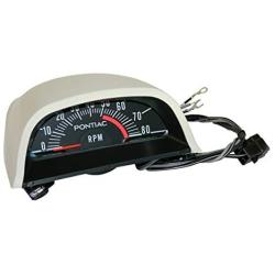 Inline Tube Factory Hood Tach Guage Tachometer 5100 RPM Red Line Compatible with 1968-72 All Pontiac GTO and Firebird (M-1-3)