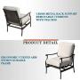 Festival Depot 2 of Outdoor Patio Bistro Armrest Chairs with Cushions Set Premium Fabric Metal Frame Furniture Set Garden Dining Seating Chair Thick & Soft Cushions (Beige)
