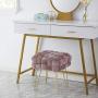 Ornavo Home Mirage Modern Contemporary Square Woven Upholstered Velvet Ottoman with Gold Metal Legs - Blush