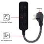 GE Designer 1 Ft Power Strip with 6 Inch Braided Extension 3 Grounded Outlets, Flat Plug, Mini Cord, Premium, Black, 45191