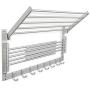brightmaison Space Saver Wall Mounted Laundry Clothes Drying Rack with Hooks and Swing Arms Metal Silver Space Saver
