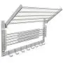 brightmaison Space Saver Wall Mounted Laundry Clothes Drying Rack with Hooks and Swing Arms Metal Silver Space Saver brightmaison Space Saver Wall Mounted Laundry Clothes Drying Rack with Hooks and Swing Arms Metal Silver Space Saver