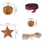 Alphatool 50Pcs Rusty Metal Jingle Bells and Stars- Star Cutout Christmas Sleigh Bells 30pcs 1inch and 10pcs 1.2inch Bells, 10pcs 1.8inch Stars with Twine Plaid Ribbon for Xmas Holiday Decor DIY Craft