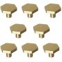 RZDEAL 1-1/10'' Solid Brass Knobs Shoe Cabinets Knob and Pulls Brushed Gold Hexagon Handles for Dresser Drawer (8Pcs)