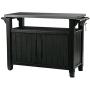 Keter Unity XL Portable Outdoor Table and Storage Cabinet with Hooks for Grill Accessories-Stainless Steel Top for Patio Kitchen Island or Bar Cart, Dark Grey
