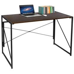 ZenStyle Writing Computer Desk 39'' Folding Study Desks for Home Office Industrial Style Corner Laptop Gaming Table Easy Assembly Workstation with Metal Frame, Brown