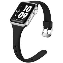 Laffav Sport Band Compatible with Apple Watch 40mm 38mm iWatch SE & Series 6 & Series 5 4 3 2 1 for Women Men, Black, S/M