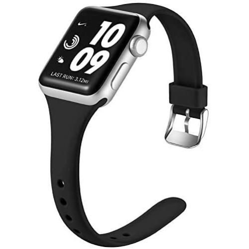 Laffav Sport Band Compatible with Apple Watch 40mm 38mm iWatch SE & Series 6 & Series 5 4 3 2 1 for Women Men, Black, S/M