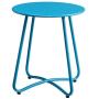 HollyHOME Small Round Patio Metal Side Snack Table, Accent Anti-Rust Steel Coffee Table for Garden, Modern Weatherproof Outdoor End Table, (H) 17.55'' x(D) 15.60'', Deep SkyBlue