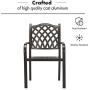 CW Chair Stackable Outdoor Patio Dining Chairs Rust-Free Cast Aluminum Frame with Arms, Lattice Weave Design Metal Furniture Set for Lawn Garden Backyard, Set of 2, Dark Brown