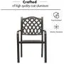 CW Chair Stackable Outdoor Patio Dining Chairs Rust-Free Cast Aluminum Frame with Arms, Lattice Weave Design Metal Furniture Set for Lawn Garden Backyard, Set of 2, Dark Brown