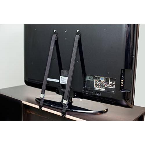TV and Furniture Anti-Tip Straps (Heavy Duty Strap and All Metal Parts) (2 Pack, Black)