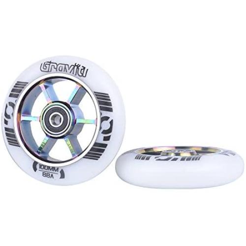 GRAVITI One Pair 100mm Pro Stunt Scooter Wheels with ABEC-9 Bearings CNC Metal Core (2pcs) GRAVITI One Pair 100mm Pro Stunt Scooter Wheels with ABEC-9 Bearings CNC Metal Core (2pcs)