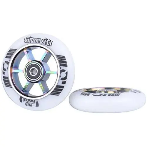 GRAVITI One Pair 100mm Pro Stunt Scooter Wheels with ABEC-9 Bearings CNC Metal Core (2pcs) GRAVITI One Pair 100mm Pro Stunt Scooter Wheels with ABEC-9 Bearings CNC Metal Core (2pcs)