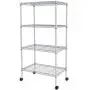 JS HANGER Wire Shelving Unit, 4-Tier Heavy Duty Height Adjustable Rolling Metal Shelves for Storage, 440 lbs Capacity, 23.23W X 13.4D X 47.24H, Silver