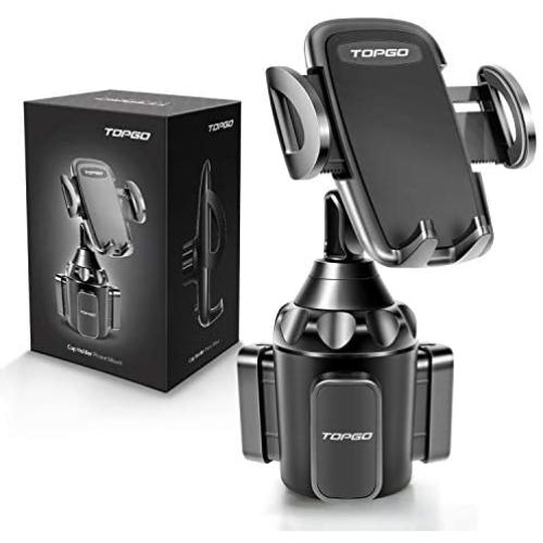[Upgraded] Car Cup Holder Phone Mount Adjustable Automobile Cup Holder Smart Phone Cradle Car Mount for iPhone 12 Pro Max/XR/XS/X/11/8/7 Plus/6s/Samsung S20 Ultra/Note 10/S8 Plus/S7 Edge(Black)