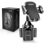 [Upgraded] Car Cup Holder Phone Mount Adjustable Automobile Cup Holder Smart Phone Cradle Car Mount for iPhone 12 Pro Max/XR/XS/X/11/8/7 Plus/6s/Samsung S20 Ultra/Note 10/S8 Plus/S7 Edge(Black)