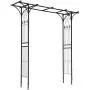 Giantex Garden Arch Arbor High Wide Metal Steel Frame Stand Trellis for Rose Vines Plant Climbing Patio Lawn Backyard Party Wedding Ceremony Decoration Outdoor Gardening Walkway Arches,Black