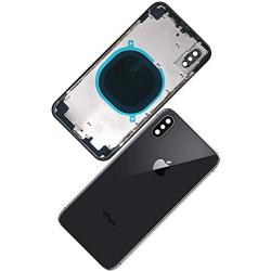 Back Housing Assembly Metal Frame w/Back Glass(OEM) - Camera Frame and Lens for iPhone X (Black)