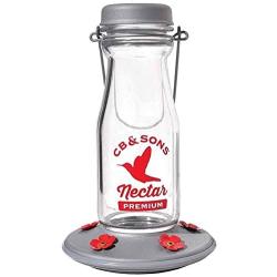 More Birds Jersey Hummingbird Feeder, Glass Milk Bottle, 5 Feeding Ports and 18-Ounce Nectar Capacity