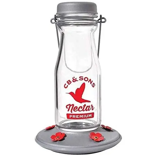 More Birds Jersey Hummingbird Feeder, Glass Milk Bottle, 5 Feeding Ports and 18-Ounce Nectar Capacity More Birds Jersey Hummingbird Feeder, Glass Milk Bottle, 5 Feeding Ports and 18-Ounce Nectar Capacity