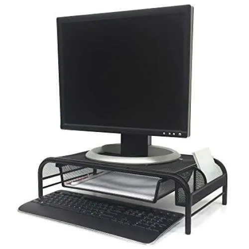 Mind Reader MESHMONSTA-BLK Metal Mesh Monitor Stand and Desk Organizer with Drawer, Black Mind Reader MESHMONSTA-BLK Metal Mesh Monitor Stand and Desk Organizer with Drawer, Black