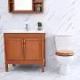 Angel Shield Durable Wood Veneer Natural Toilet Seat Metal Hinged Easy Clean Anti-scratch American Standard(Round,Wood Color)