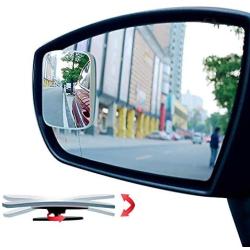 Ampper Rectangular Blind Spot Mirror, HD Glass Frameless Stick on Adjustabe Convex Wide Angle Rear View Mirror for Car Blind Spot, Pack of 2