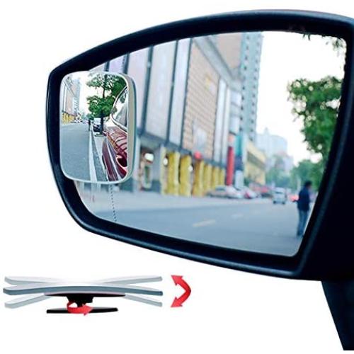 Ampper Rectangular Blind Spot Mirror, HD Glass Frameless Stick on Adjustabe Convex Wide Angle Rear View Mirror for Car Blind Spot, Pack of 2