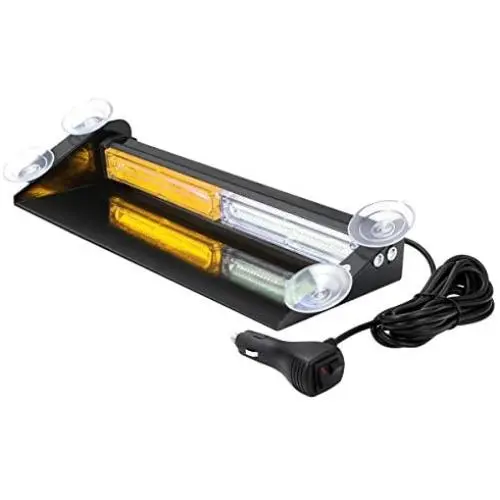Aluminum Hazard Warning LED Amber White Emergency Strobe Dash Lights for Vehicles Trucks Cars with Suction Cups, WOWTOU 24W Windshield Safety Flashing Aluminum Hazard Warning LED Amber White Emergency Strobe Dash Lights for Vehicles Trucks Cars with Suction Cups, WOWTOU 24W Windshield Safety Flashing