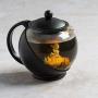 Primula Half Moon Teapot with Removable Infuser, Borosilicate Glass Tea Maker, Stainless Steel Filter, Dishwasher Safe, 40-Ounce, Black