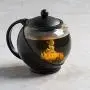 Primula Half Moon Teapot with Removable Infuser, Borosilicate Glass Tea Maker, Stainless Steel Filter, Dishwasher Safe, 40-Ounce, Black