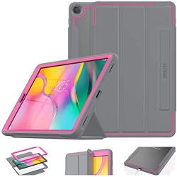 SEYMAC stock Case for Galaxy Tab A 10.1 , 3-Layer Lightweight Shock-Proof Cover with [Screen Protector] Stand [Clear Back] for Samsung Galaxy Tab A 10.1 SM-T510/T515/T517 (Gray/Rose)