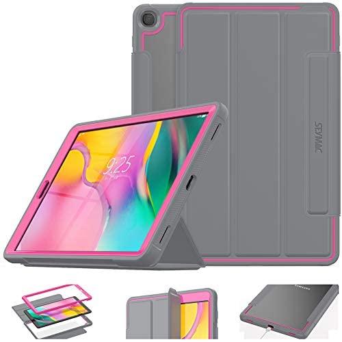 SEYMAC stock Case for Galaxy Tab A 10.1 , 3-Layer Lightweight Shock-Proof Cover with [Screen Protector] Stand [Clear Back] for Samsung Galaxy Tab A 10.1 SM-T510/T515/T517 (Gray/Rose)