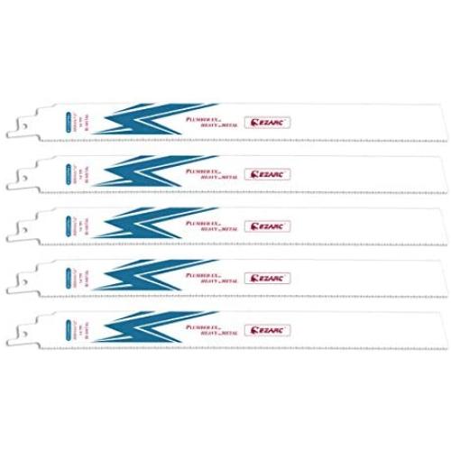 EZARC Reciprocating Saw Blade Bi-Metal Cobalt Sabre Saw Blades for Heavy Metal Cutting 12-Inch 14TPI R1226PM+ (5-Pack)