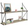 Sorbus Floating Shelf with Metal Brackets — Wall Mounted Rustic Wood Wall Storage, Decorative Hanging Display for Trophy, Photo Frames, Collectibles, and Much More (2-Tier – Grey)