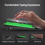 PICTEK Metal Gaming Keyboard, LED Wired Rainbow Keyboard, USB Backlit Membrane Keyboard with Wrist Rest, 19 Anti-ghosting Keys, 12 Multimedia Shortcuts, Spill-Resistant for Windows PC Gamer-Black