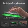 PICTEK Metal Gaming Keyboard, LED Wired Rainbow Keyboard, USB Backlit Membrane Keyboard with Wrist Rest, 19 Anti-ghosting Keys, 12 Multimedia Shortcuts, Spill-Resistant for Windows PC Gamer-Black