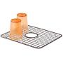 mDesign Modern Kitchen Sink Metal Dish Drying Rack/Mat with Center Drain Hole - Steel Wire Grid Design - Allows Wine Glasses, Mugs, Bowls and Dishes to Drain in Sink - 2 Pack - Bronze