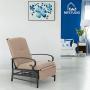 MFSTUDIO Patio Recliner Chair Metal Adjustable Back Outdoor Lounge Chair with 100% Olefin Cushion(Beige)