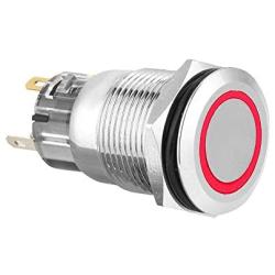 ESUPPORT Stainless Steel 12V 5A Car Auto Boat Red Angel Eye LED Light Lamp Metal Push Button Rocker Toggle Switch On Off