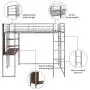 Metal Loft Bed Studio Loft Bunk Bed Over Desk and Bookcase with 2 Ladders,Twin Loft Bed for Dorm, Boys & Girls Teens Kids,Silver Metal Loft Bed Studio Loft Bunk Bed Over Desk and Bookcase with 2 Ladders,Twin Loft Bed for Dorm, Boys & Girls Teens Kids,Silver