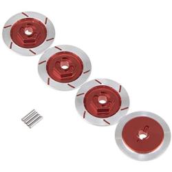 4PCS Alloy Metal Wheel Rim Brake Disc Hex 12mm Diameter 32mm for HSP 1:10 RC Car Truck Redcat Himoto Racing Spare Parts, Cojoys (Red)